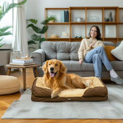 PawHut Anti-Anxiety Dog Bed for Large Dogs, Removable Cover, Non-Slip Base – Brown